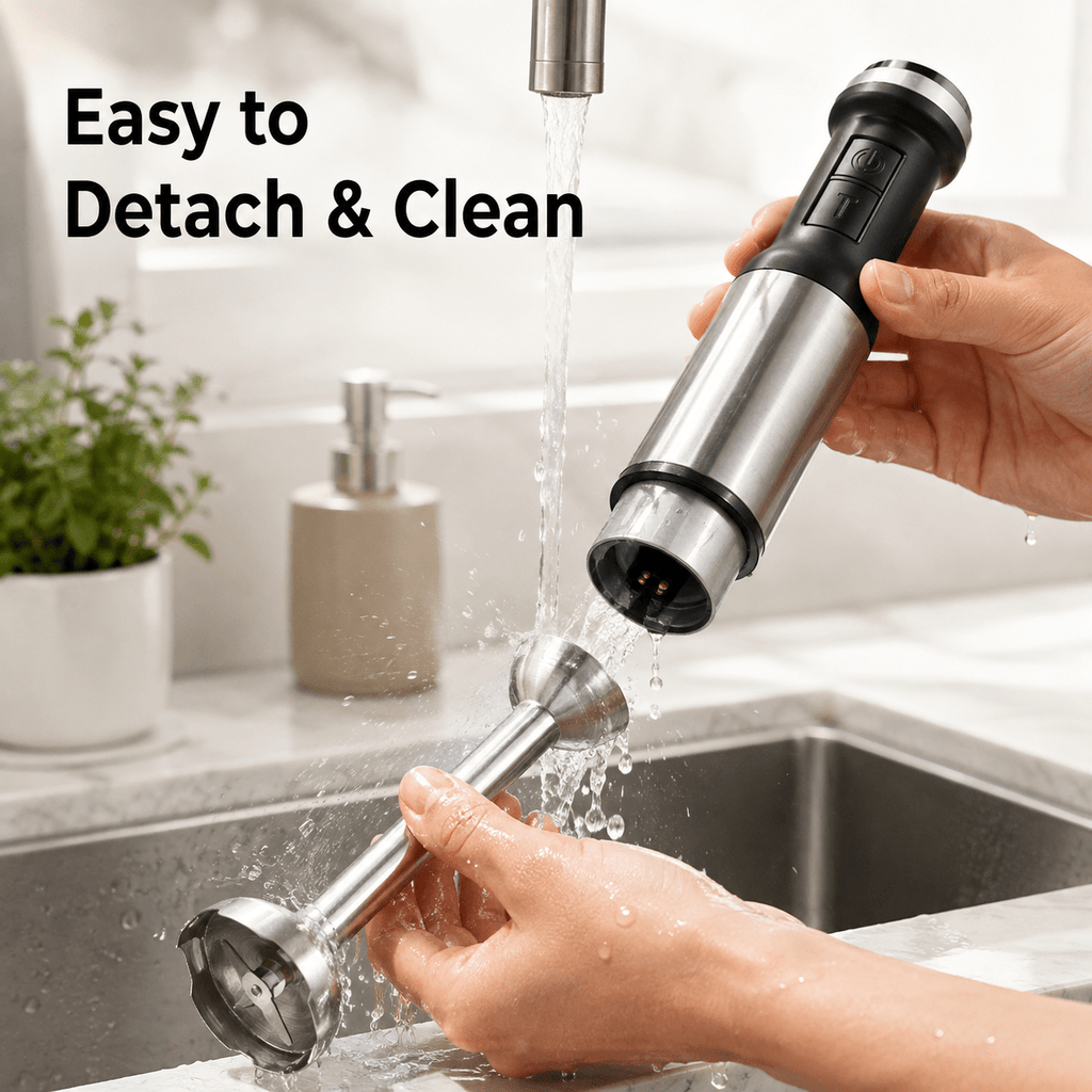 Hand Blender 800W 5-in-1 with 12-Speed Control & Turbo, Stainless Steel Shaft, Food Chopper, Whisk & Milk Frother for Soup, Smoothies and Baby Food