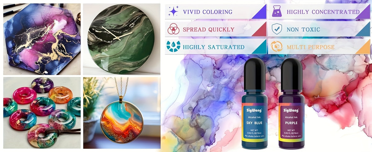 36-Color Alcohol Ink Set, Concentrated Alcohol-Based Resin Dye in 0.34oz Bottles for Petri Dish Art, Decorative Coasters, Painting and Tumbler Crafts