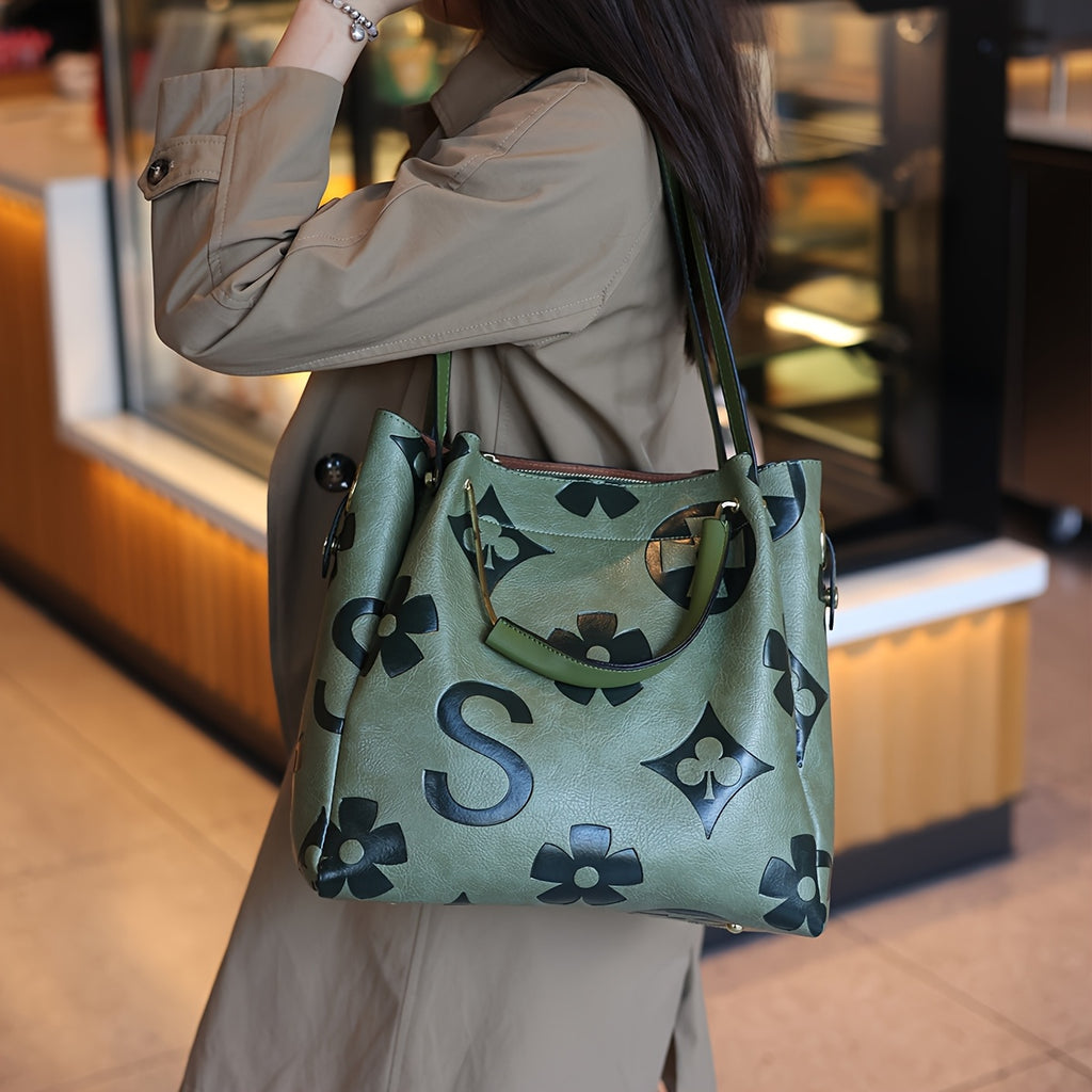 Flower Embossed Handbag, Classic Satchel Bag for Work and Everyday Outfits with Nine Color Options for Office Style and Casual Outings