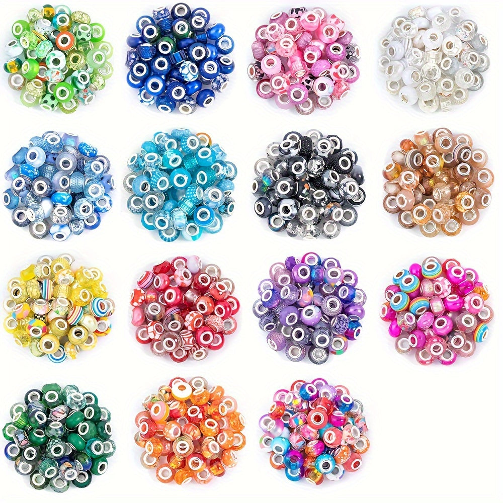 Acrylic Spacer Beads in Random Colors with Listed 12mm Round Large-Hole Design, 400pcs Option for Bracelet Patterns, Keychains and Beadable Pen Crafts