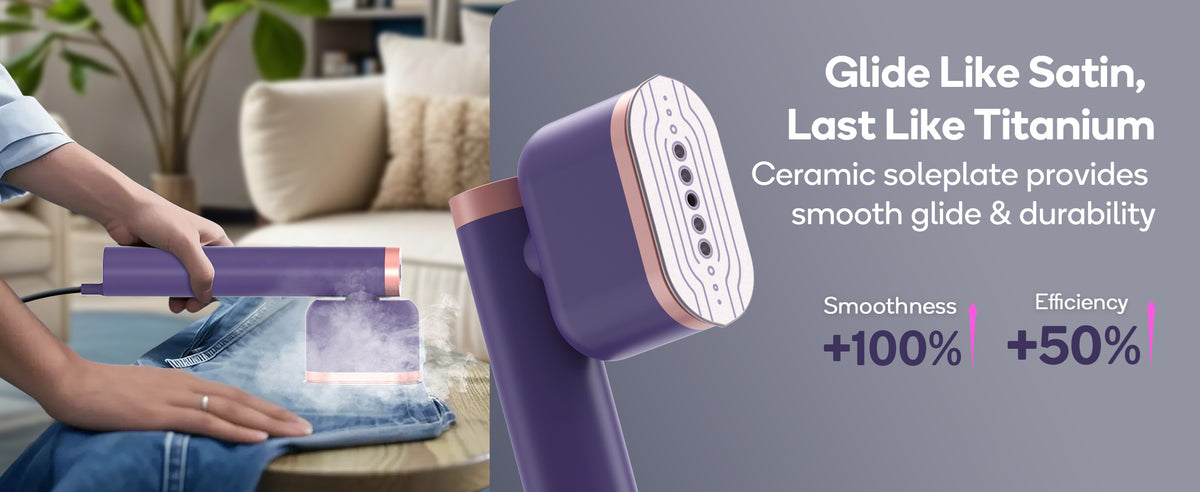Portable Garment Steamer in Royal Purple, 1200W Handheld Clothes Steamer with 15-Second Heat-Up and Auto Shut-Off for Home and Travel Fabric Care