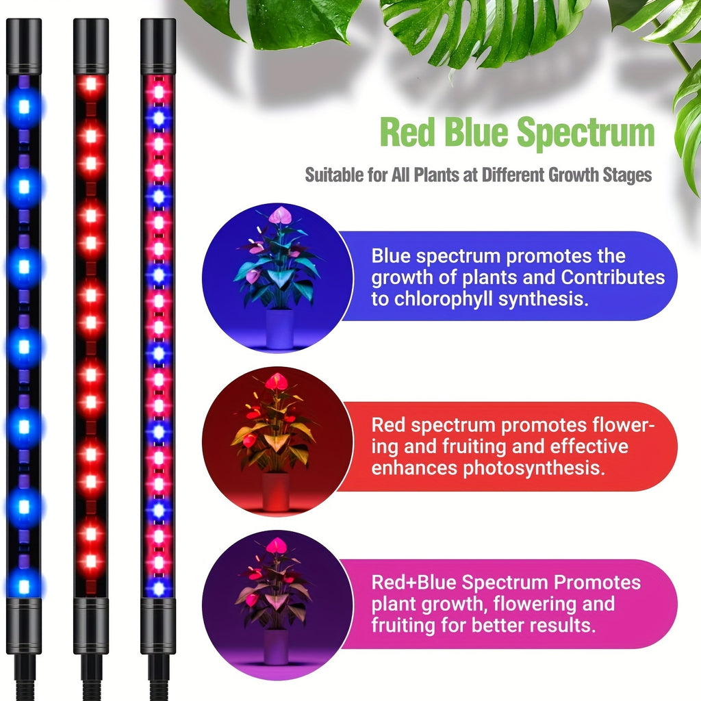 Tripod Grow Light for Indoor Plants with Remote Control, Auto On/Off Timer and Listed Red Blue White Spectrum, Four-Head or Five-Head Model Options