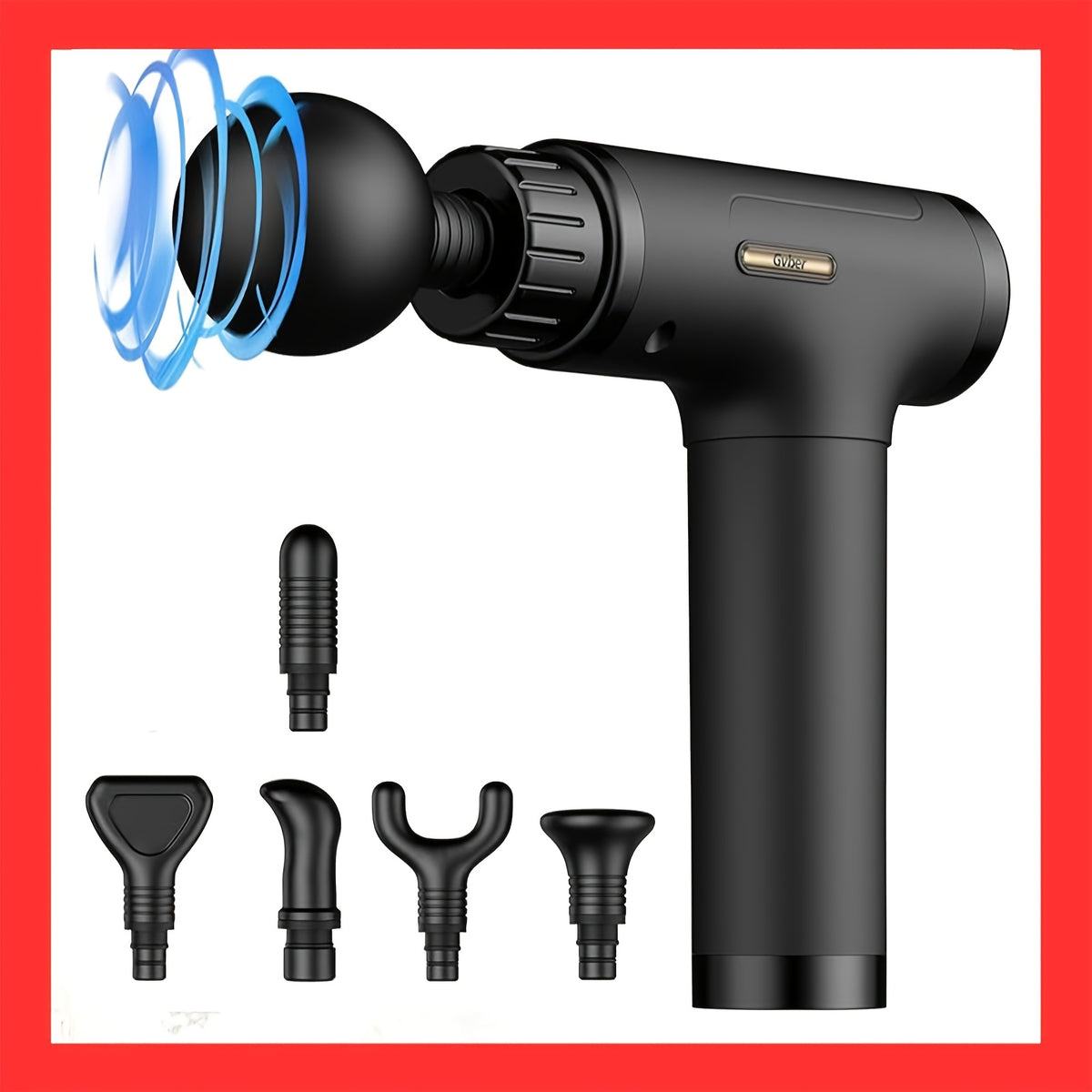 Rechargeable Percussion Massage Gun with 6 Massage Heads, LED Speed and Battery Display, Ergonomic Handheld Design and USB Charging Cable for Home and Gym