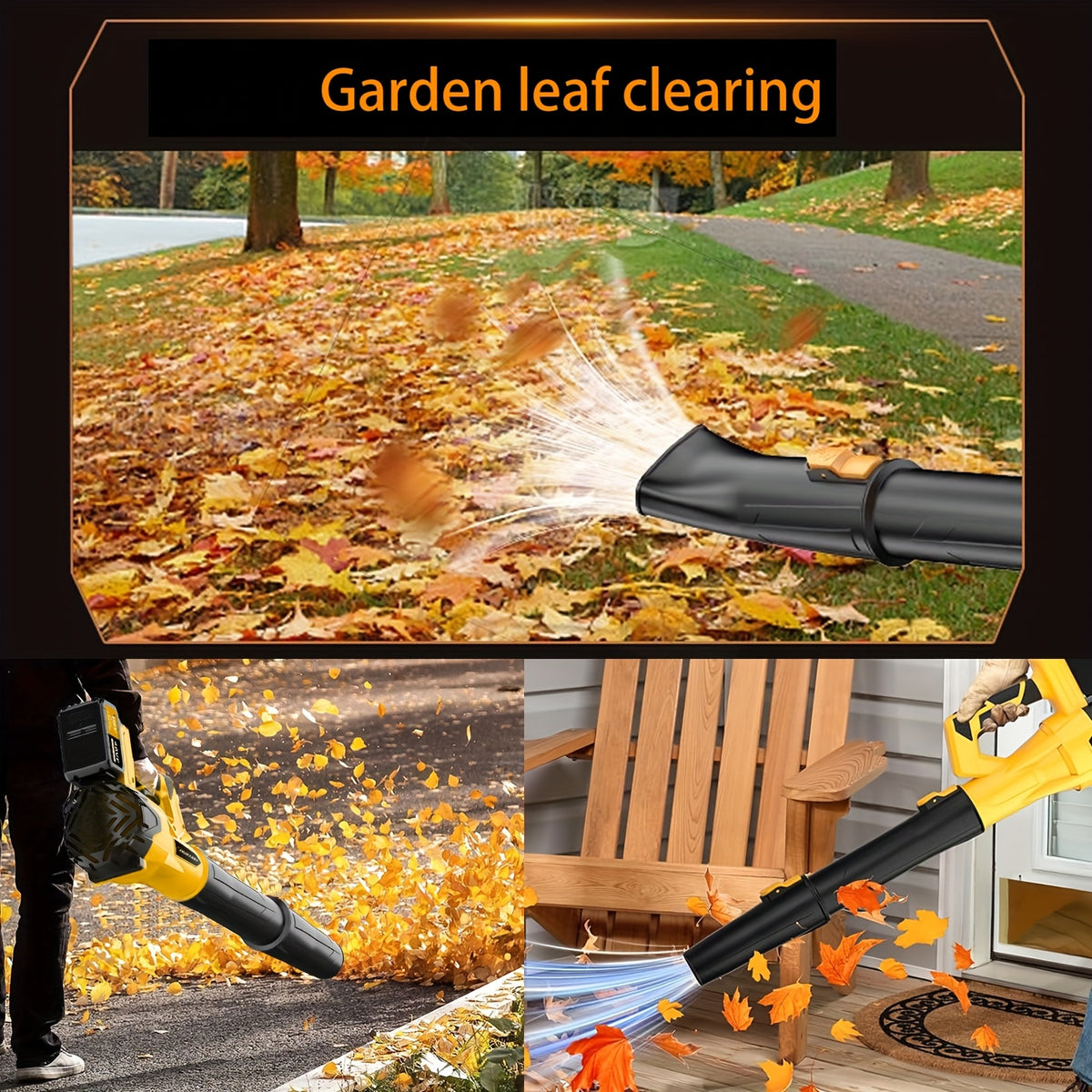Three-Tube Cordless Leaf Blower Kit with Listed Six Speeds, 580CFM and 160MPH Claims, Yellow One- or Two-Battery and Red Two-Battery Options for Yard Cleanup