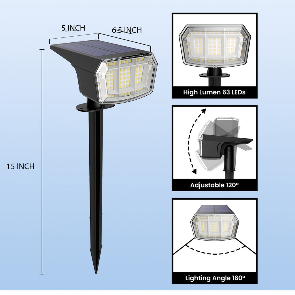 RGB Solar Garden Spotlights with Listed Nine Lighting Modes, Multicolor Outdoor Landscape Accent Lights in Two, Four or Six Pack Options for Holiday Decor