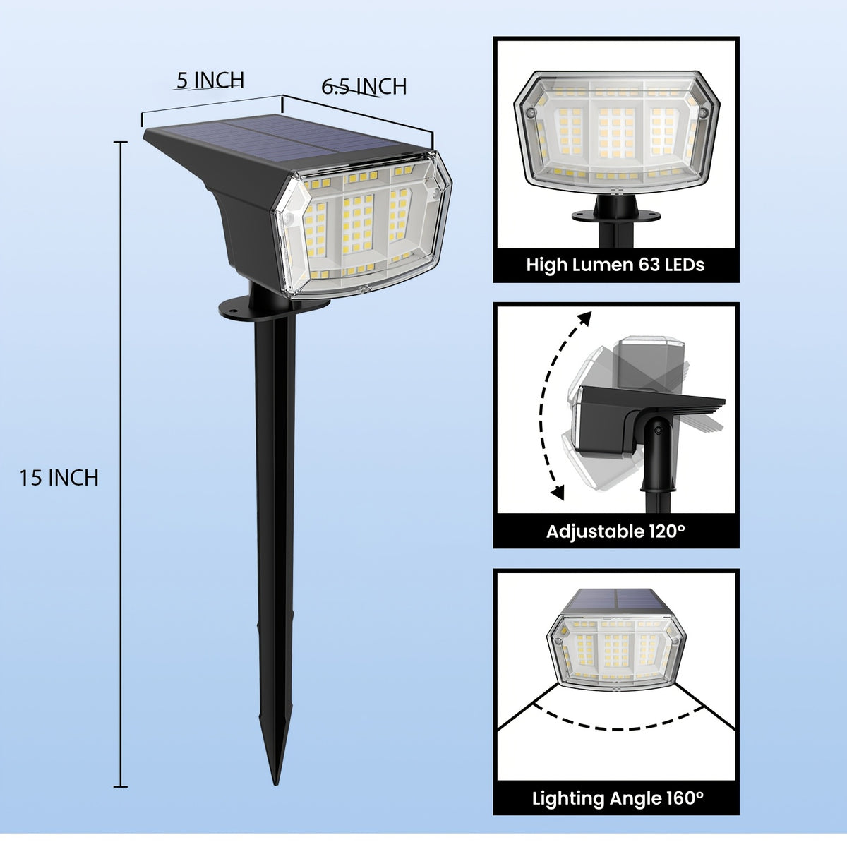 RGB Solar Garden Spotlights with Listed Nine Lighting Modes, Multicolor Outdoor Landscape Accent Lights in Two, Four or Six Pack Options for Holiday Decor