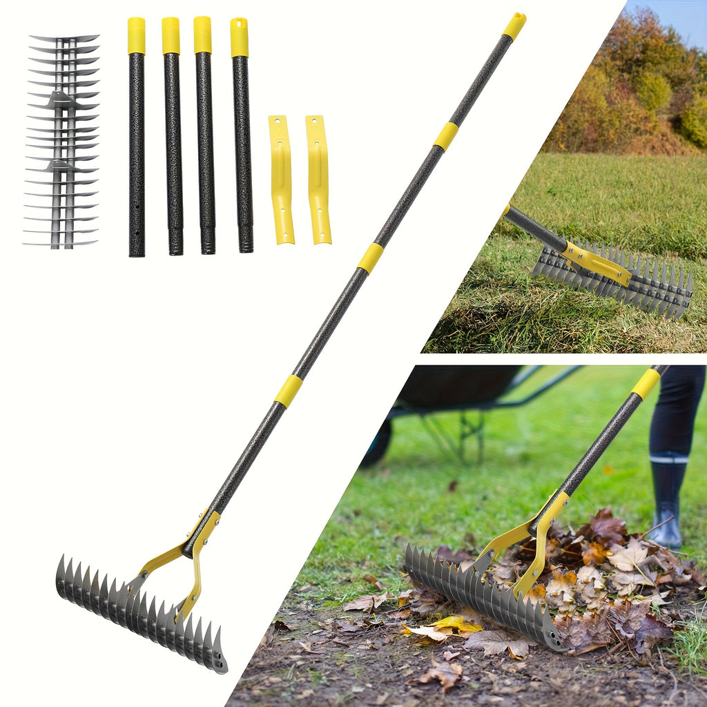 Thatch Rake with Listed 15-Inch Dethatching Blade, Manual Dual-Action Lawn Scarifier in 55inch or 72inch Models for Dead Grass Removal and Yard Care