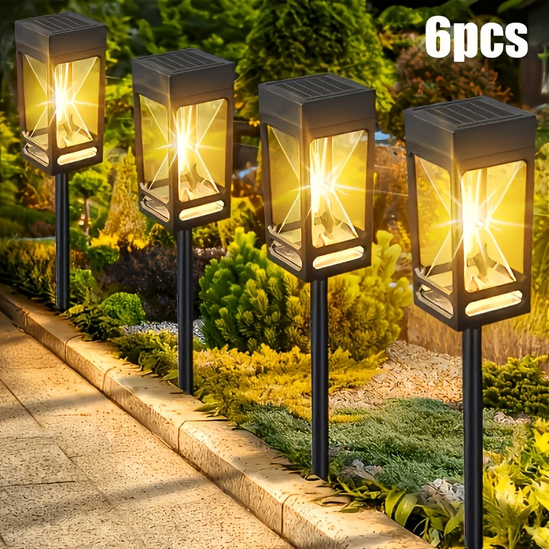Solar Garden Lamps with Listed Warm White Light, Four-Piece Box, Six-Piece Box or Six-Set Option Labels for Courtyard, Terrace and Walkway Landscape Decoration
