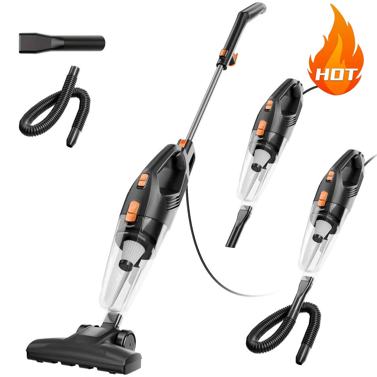 HEPA Stick Vacuum Cleaner for Home, Corded Design with Listed 22ft Cable and 18kPa Suction for Hardwood Floors and Pet Hair, Three Color Options