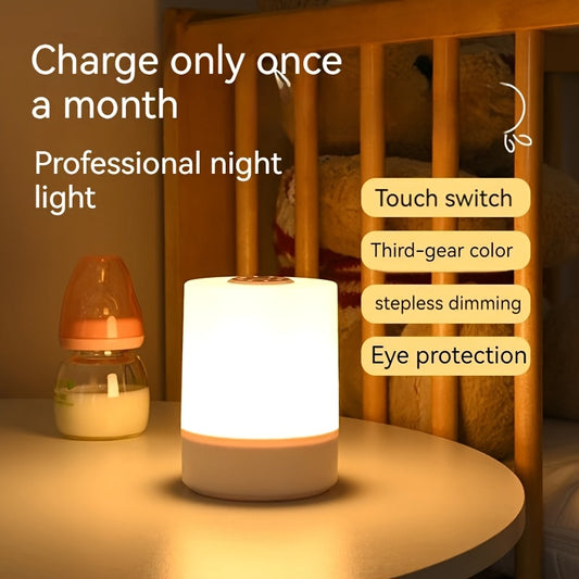 Rechargeable Touch Bedside Lamp with 800mAh Battery, Dimmable LED and White, Warm or Neutral Light Modes for Bedroom, Living Room and Office Desk Decor