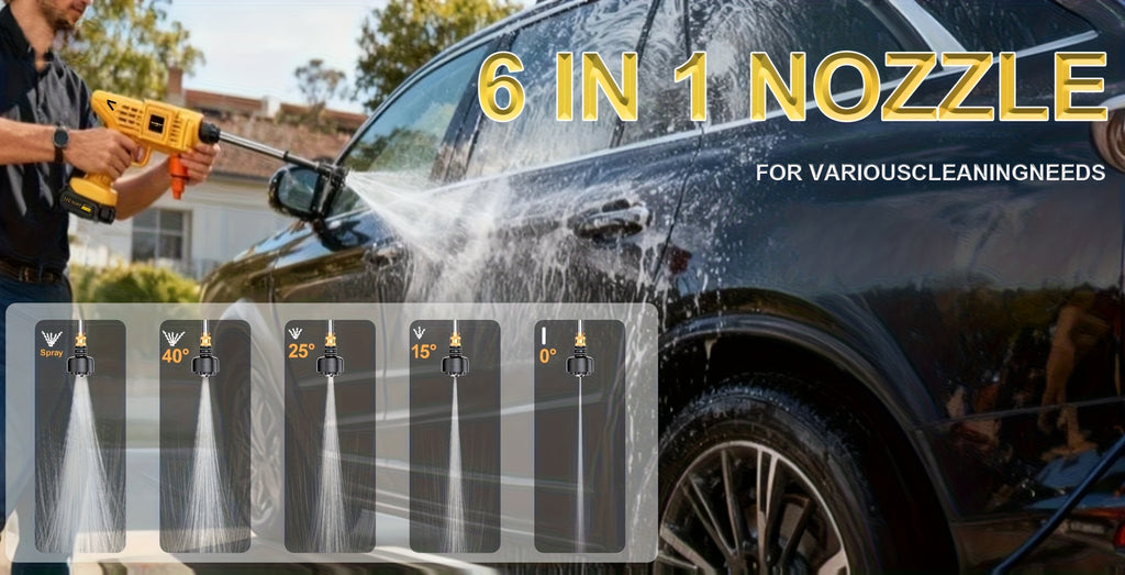 Cordless Pressure Washer for Car, Yard and Garden Cleaning, Portable Water Spray Gun with One- or Two-Battery Options and Selected Tool Box Packages
