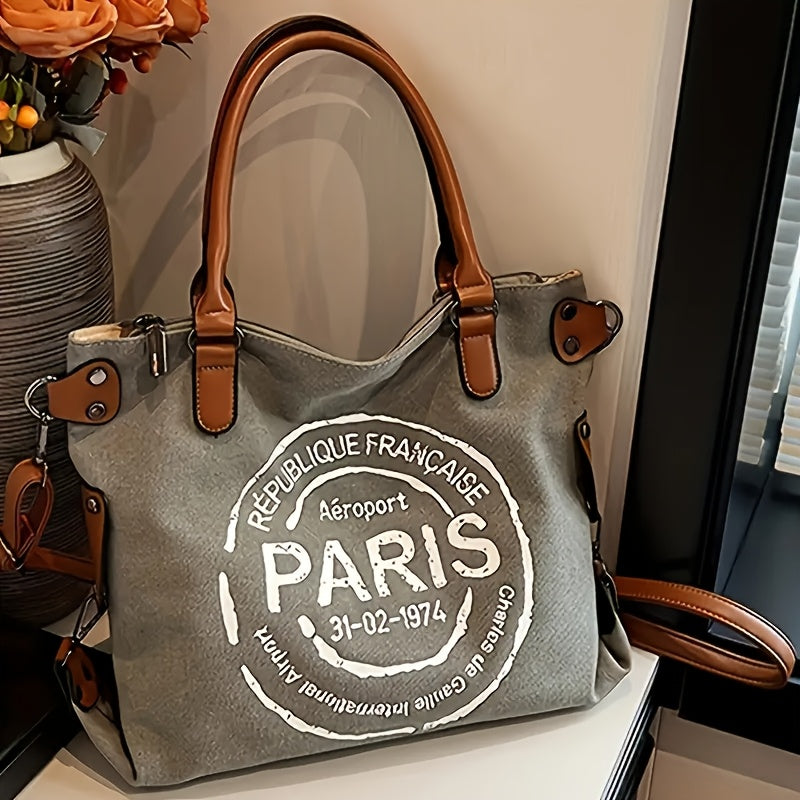 Tote Crossbody Shoulder Bag with Adjustable Strap, Brown with Black or Gray with Black Options for Everyday Errands, Commuting and Casual Outfit Styling