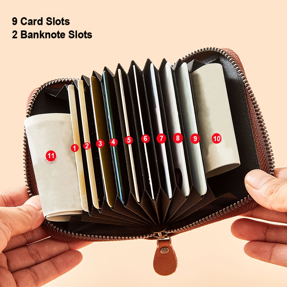 Men's Vintage Wallet and Card Holder Options, Bifold, Trifold and Eight-Card-Slot Styles in Brown, Coffee, Black or Blue for Everyday Carry and Gifts