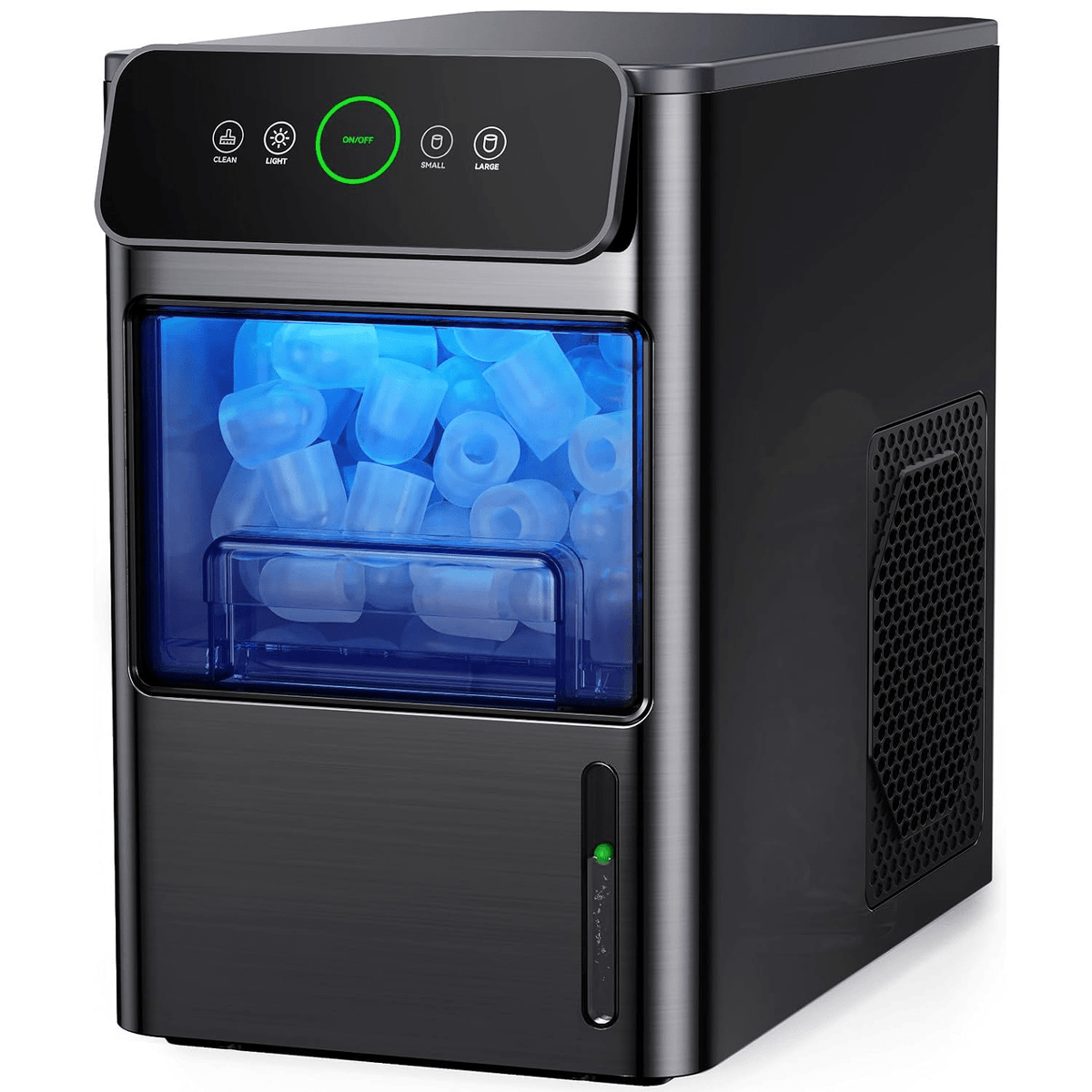 Tabletop Bullet Ice Maker with Water Level Window, Automatic Cleaning, Basket and Scoop, Listed 22lb or 26lb Model Options for Kitchen Drinks and Parties