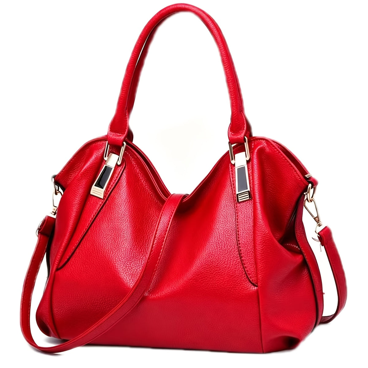 Three-Way Carry Tote Bag with Multiple Compartments and Zippered Pocket, Handheld, Shoulder or Crossbody Handbag in Black, Blue, Wine Red or Pink for Daily Outings