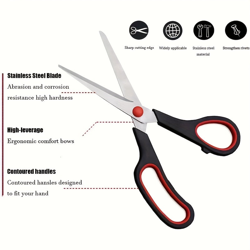 Multipurpose Stainless Steel Scissors with Comfort Grip Reference, Single Cutting Tool for Compatible Stationery, Fabric and Everyday Household Tasks