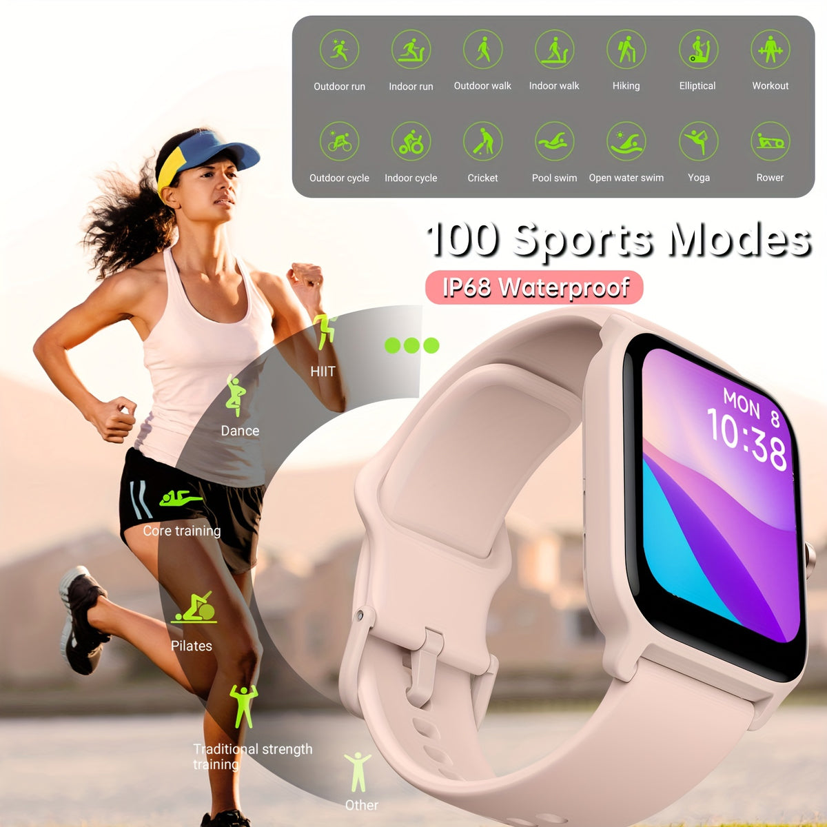 FUVEHA Alexa Smartwatch in Upgraded White with Listed 1.8-Inch HD Full Touchscreen, Call Functions, Message Notifications and 100+ Sports Modes for Adults