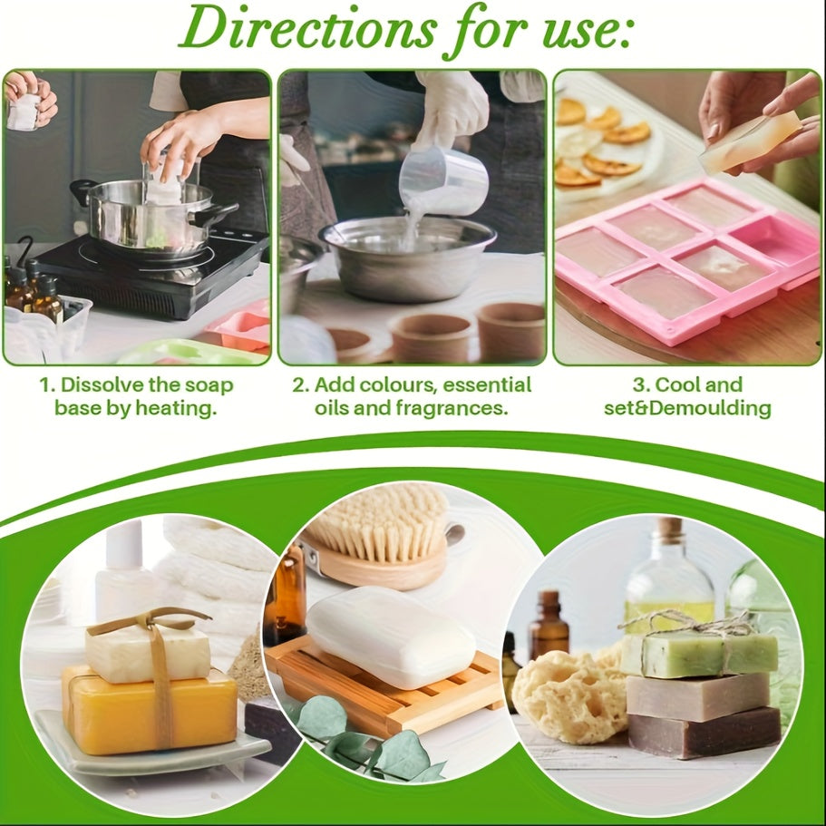 Oat Soap Base Melt and Pour 2.2 Pounds with Listed Glycerin and Olive Oil, Easy-to-Cut Crafting Supply for DIY Handmade Soap Projects and Creative Gift Making
