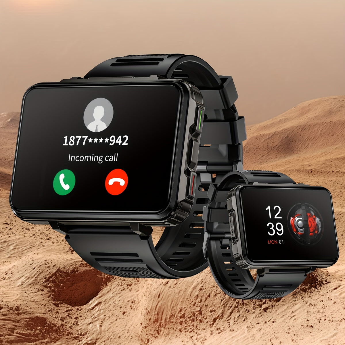 Smart Watch Phone LOKMAT APPLL 5 MAX with 2.4-Inch TFT Display, Dual Cameras and Flashlight, Black 4GB RAM 64GB or 6GB RAM 128GB Storage Options
