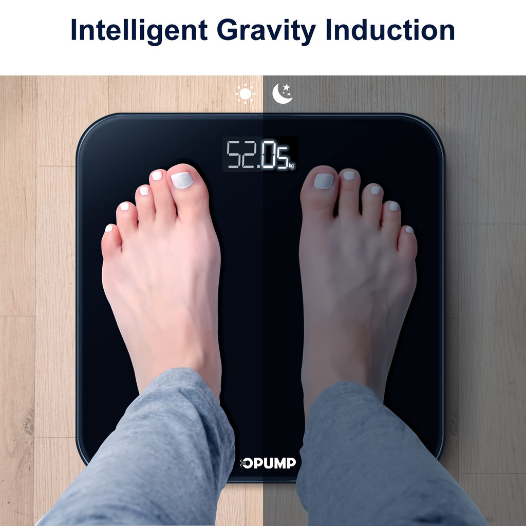 OPUMP Digital Bathroom Scale for Body Weight with Backlit LED Display, Listed 400lb/180kg Capacity and Included Batteries, Walnut Option for Daily Home Use