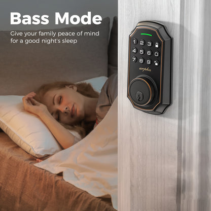 Electronic Keypad Deadbolt with Listed 100 Access Codes, Auto Lock and One-Touch Locking, Black or Silvery Finish and Fingerprint or Handle Set Options