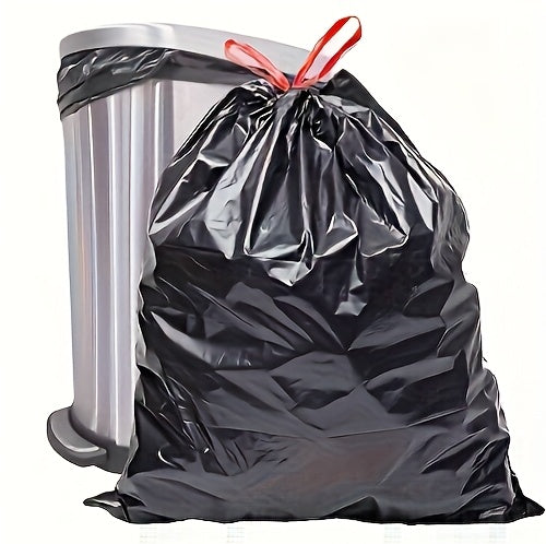 35 Gallon Black Trash Bags, 10-Count Single Roll of Polyethylene Garbage Liners for Compatible Large Bins, Household Cleanup, Hotel and Supermarket Use