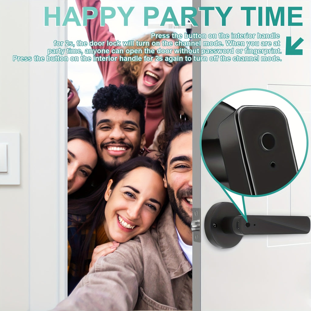 IC Card Fingerprint Door Lock in Black with Listed Password and Key Access, Aluminum Alloy Wording and 100-Fingerprint Capacity for Compatible Room Doors