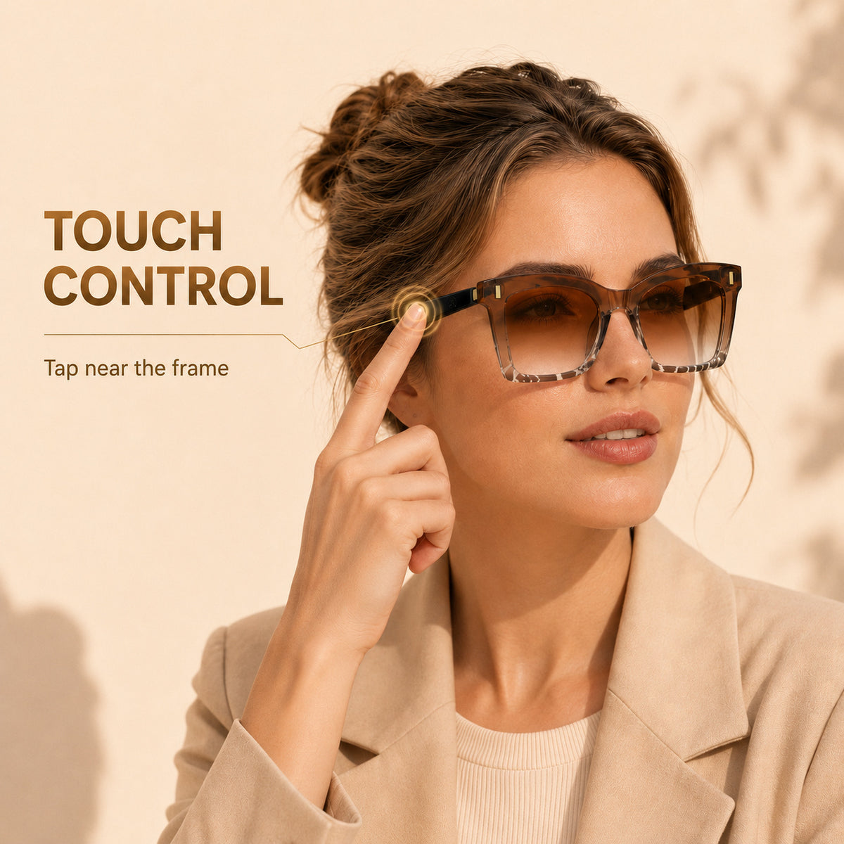 Cat Eye Smart Glasses for Women, SM02 Wireless Audio Eyewear with Listed Bluetooth 6.0, Wear Sensor and Automatic Connection Feature for Everyday Listening