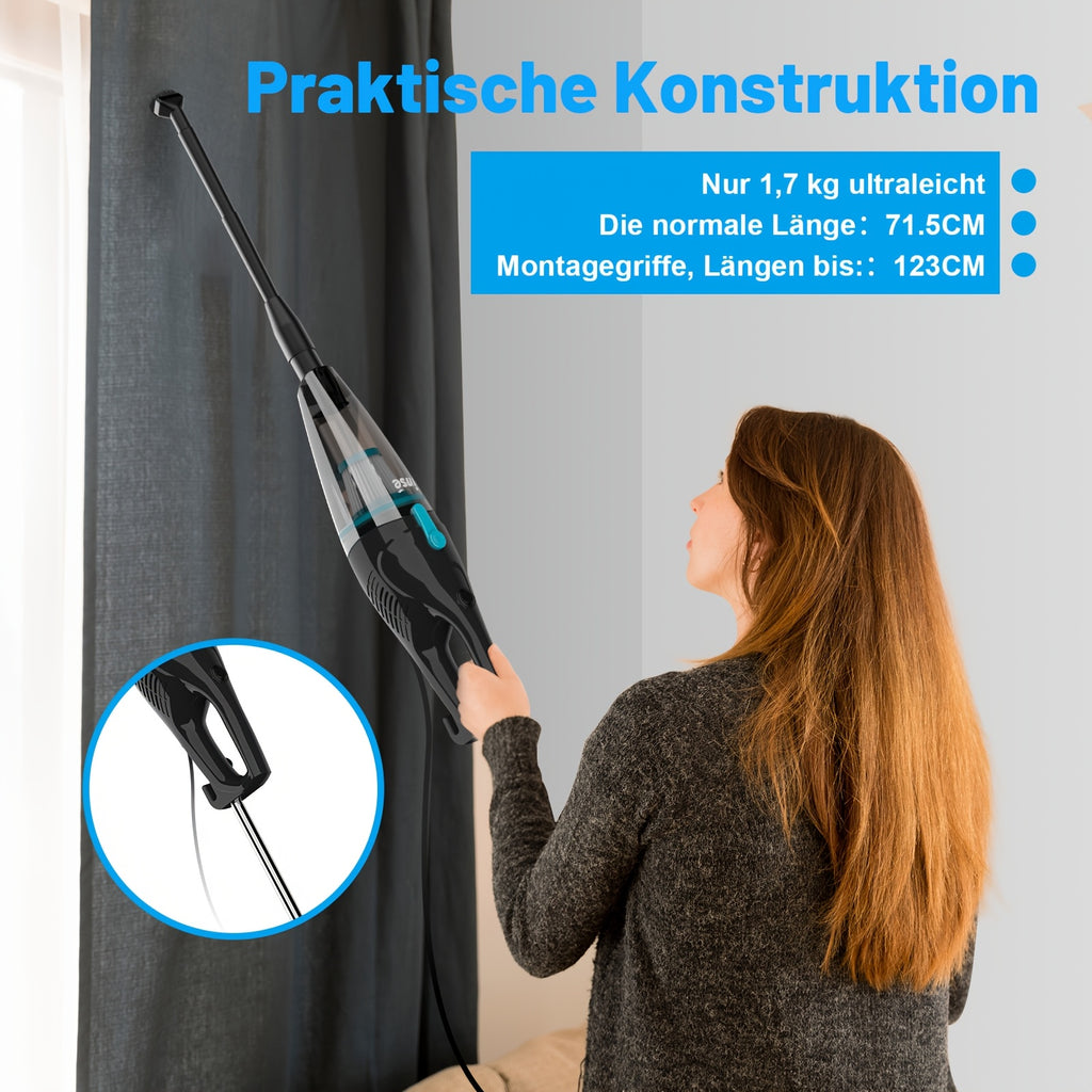 Corded Stick Vacuum Cleaner INSE R3S with Listed 400W Motor, 16kPa Suction, 3.75lb Weight and 6m Cord for Hardwood Floors, Low-Pile Carpet and Pet Hair