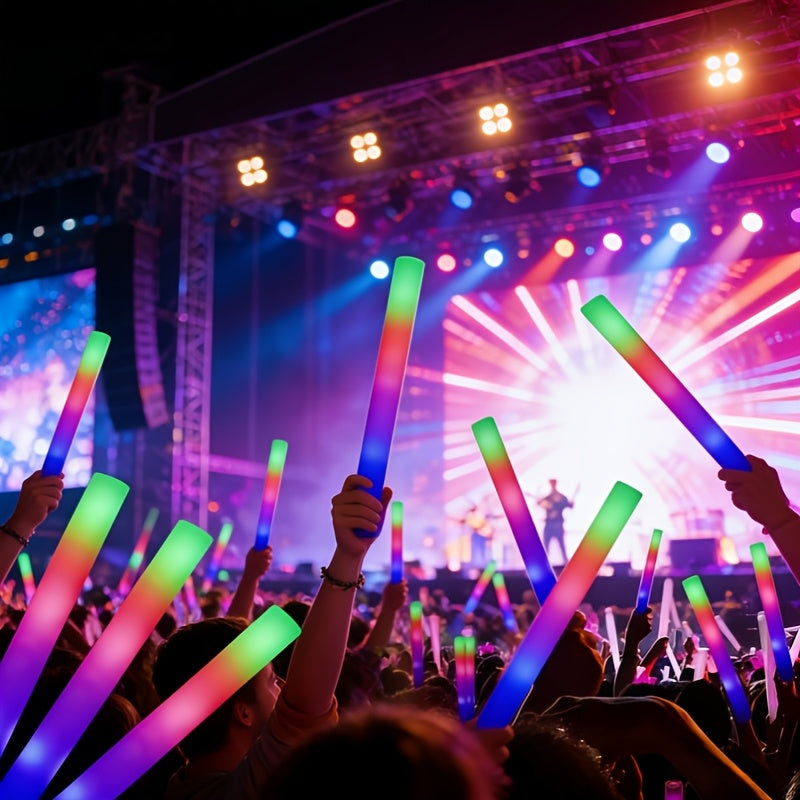 Flashing LED Foam Glow Sticks for Party Favors, 30- or 60-Piece Options for Wedding Receptions, Birthday Celebrations, Concerts and Holiday Events