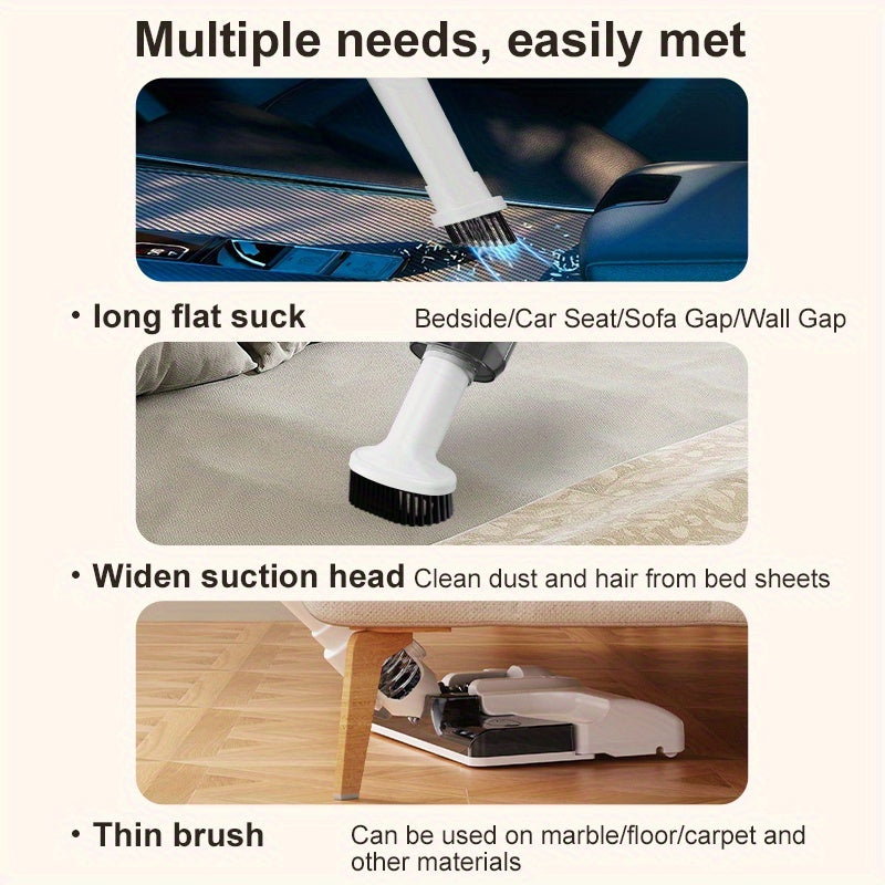 Cordless Handheld Vacuum 5-in-1 in White, Rechargeable Home and Car Vacuum Cleaner for Pet Hair, Carpets and Hard Floors, Listed 45-Minute Runtime