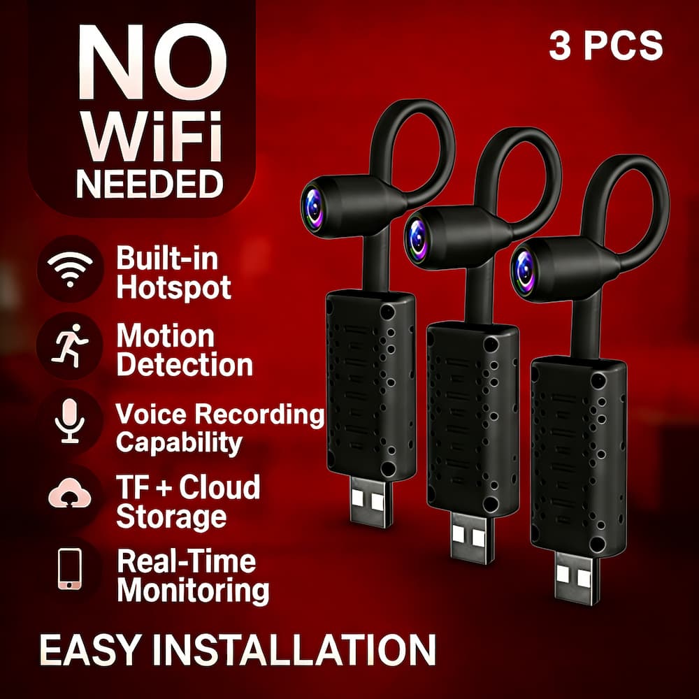 AP Hotspot Mini Camera 3-Pack, 1024P Indoor Monitoring Cameras with Motion Detection, Flexible Lens and Local Live Viewing Without Internet