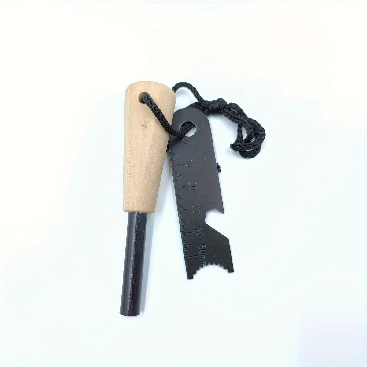 Wood Handle Fire Starter Rod, Conventional Model Spark-Producing Camping Tool for Prepared Tinder, Outdoor Campfire and Compatible Charcoal Grill Firelighting