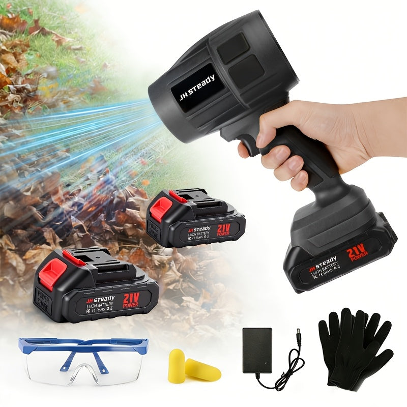 Variable-Speed Cordless Leaf Blower with Listed Six Settings and Extension Nozzle, Black Two-Battery or Green One-Battery Gift-Labeled Options for Yard Cleanup