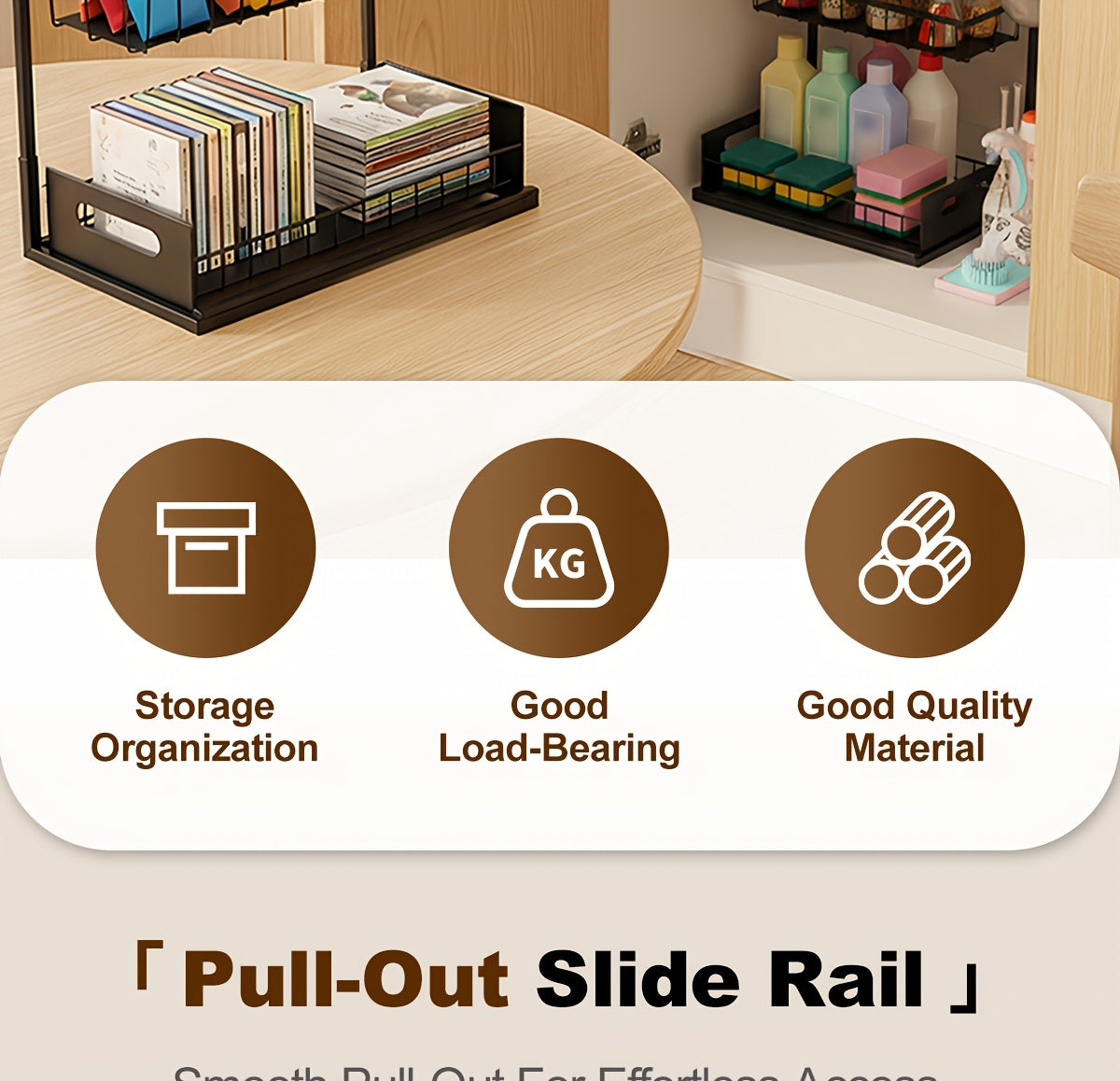 Under Sink Organizer in Black with 2-Tier Slide-Out Storage, Pull-Out Cabinet Shelf for Kitchen and Bathroom Essentials, Single or Two-Pack Options