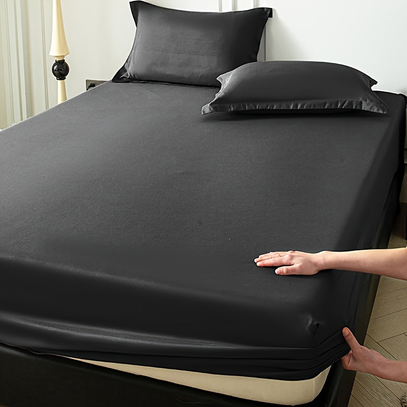 Polyester Brushed Fitted Sheet, Single Solid-Color Mattress Sheet with Eighteen Size Labels Including Short Queen and Eleven Colors, Pillowcases Not Included