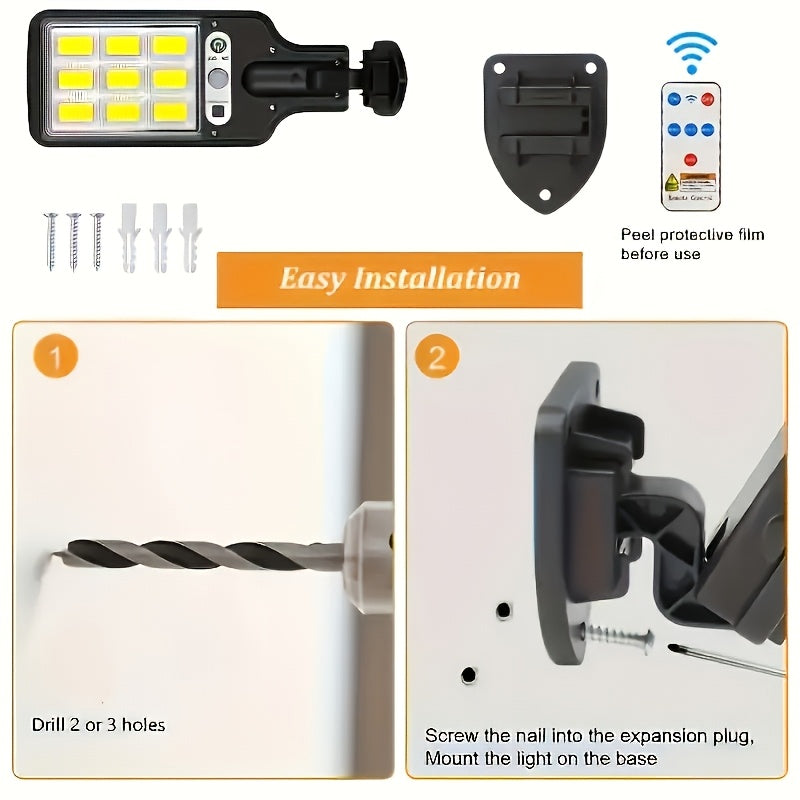 108COB Solar Wall Lights with Remote Control, Motion Sensor and Three Working Modes, 2, 4, 6 or 8-Pack Options for Supplemental Porch and Garage Lighting