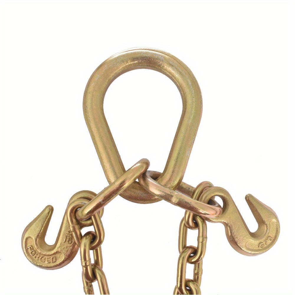 G70 V-Chain Tow Chain Set for Compatible Flatbed Vehicle Loading, Listed 5/16-Inch Chain and 2-Foot Length with J-Hooks and Grab-Hook Connections