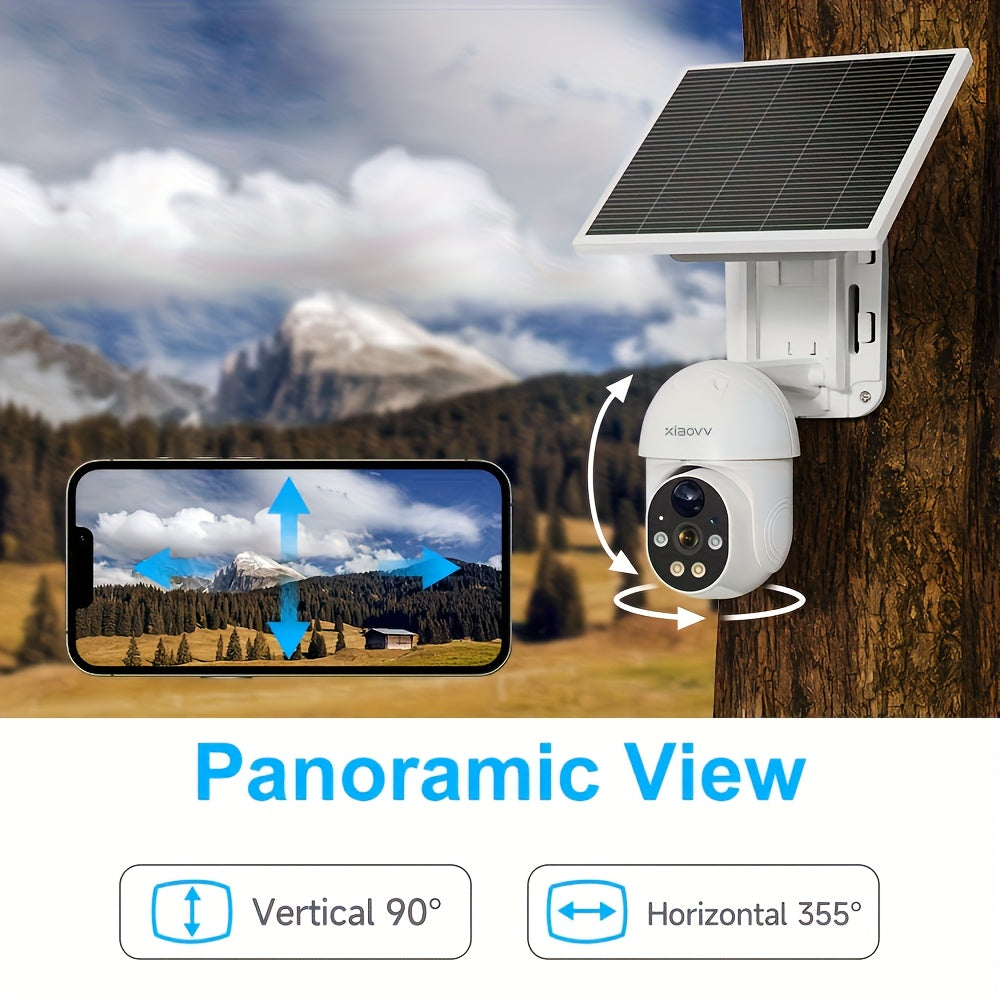 XIAOVV P6 4G Solar Security Camera for US Networks Only, No WiFi, 1080P Pan-Tilt Monitoring with PIR Detection, Color Night Vision and Two-Way Audio