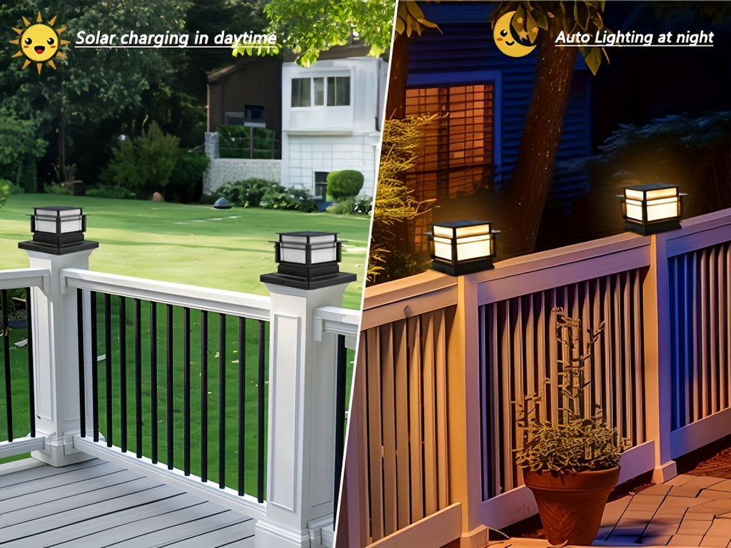 Solar Post Cap Lights 6 Pack for Fence and Deck Posts, Outdoor LED Accent Lighting for Decorative Garden, Porch, Patio and Stair-Area Settings