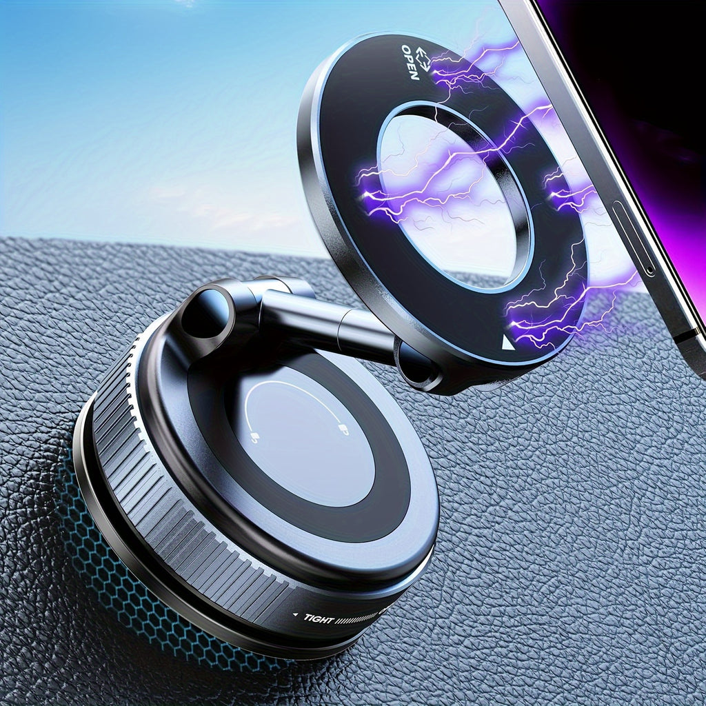 Magnetic Phone Mount with Adjustable Height, Foldable Design and 360-Degree Rotation References, Bulldog Stand, Alloy, Grey and Two-Piece Selection Options