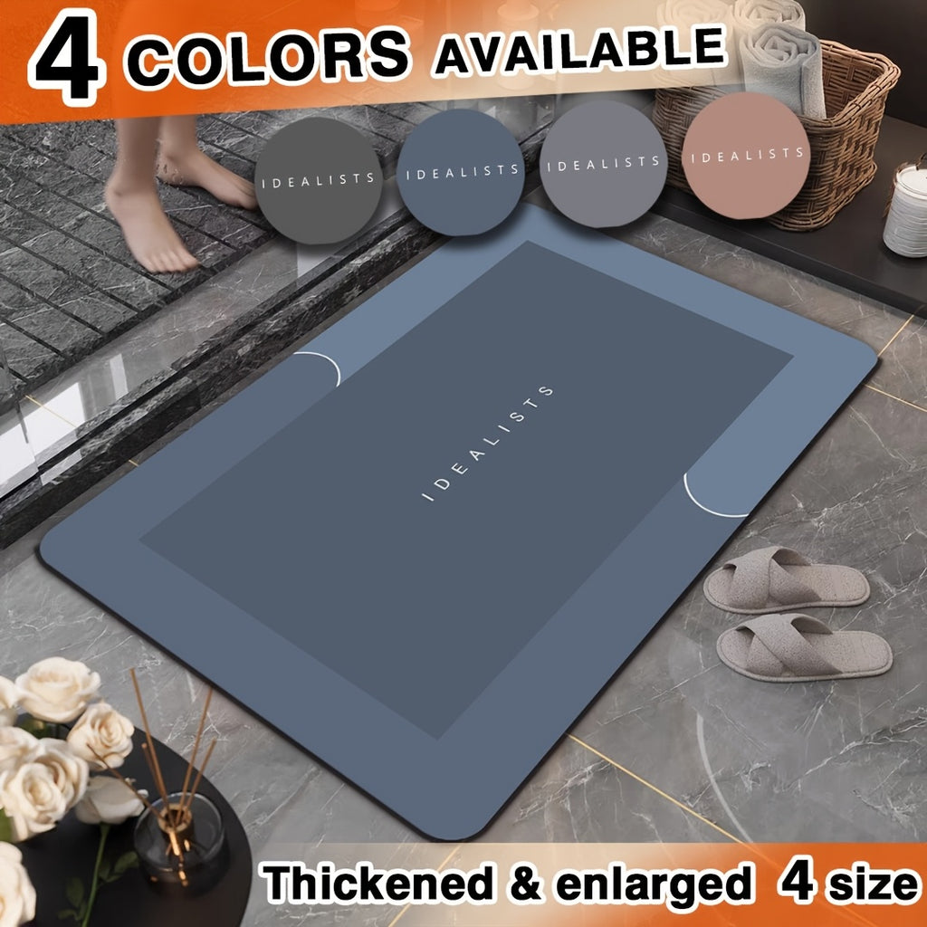 Soft Diatomaceous Earth Bath Mat, Absorbent Quick-Drying Bathroom Floor Mat in Dark Gray, Blue, Light Gray or Pink with Four Size Options for Home Use