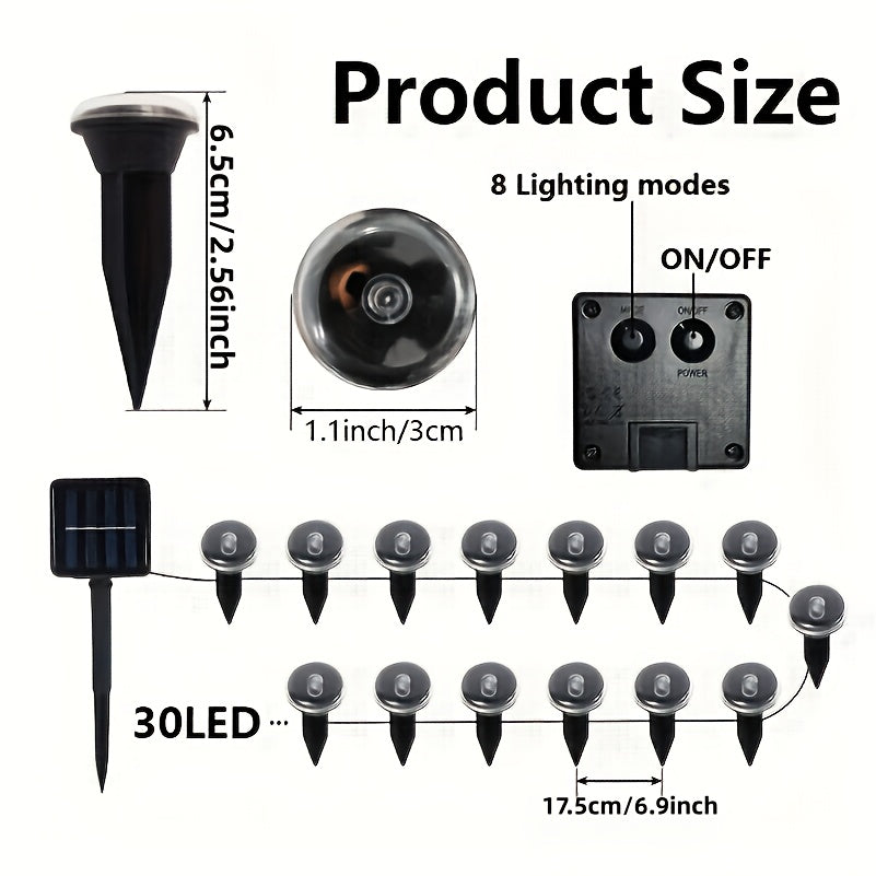Solar Garden Stake Lights with Six Separate Color Options, Listed 30 LEDs and IP66 Rating for Decorative Lawn Borders, Outdoor Gatherings and Holiday Displays