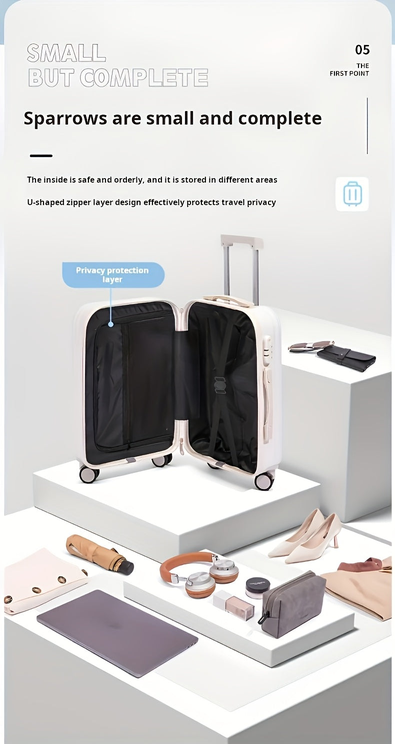 Hard-Shell Trolley Luggage with Zipper Closure and Solid-Color Design, Listed 20-Inch Pink, White, Yellow or Blue Set Labels and Dark Grey Single-Case Option