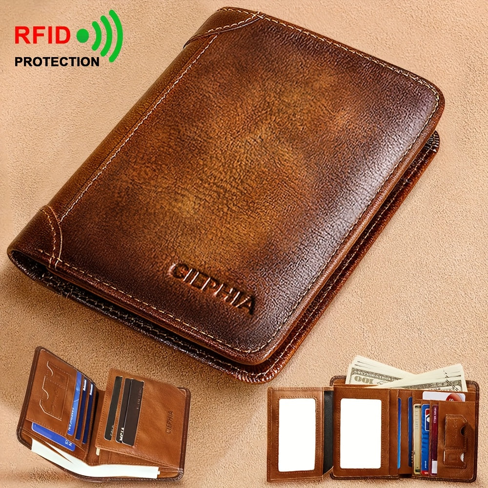 Genuine Leather Wallet for Men with Money Clip, Oil Wax Cowhide and Bifold Style Options, Vintage Daily Carry Accessory in Fourteen Listed Variants