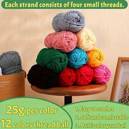 Multicolor Yarn Crochet Kit with Listed 130-Piece Set, Fabric Storage Bag, Hooks, Scissors, Needles and Stitch Markers for Creative DIY Projects and Handmade Gifts