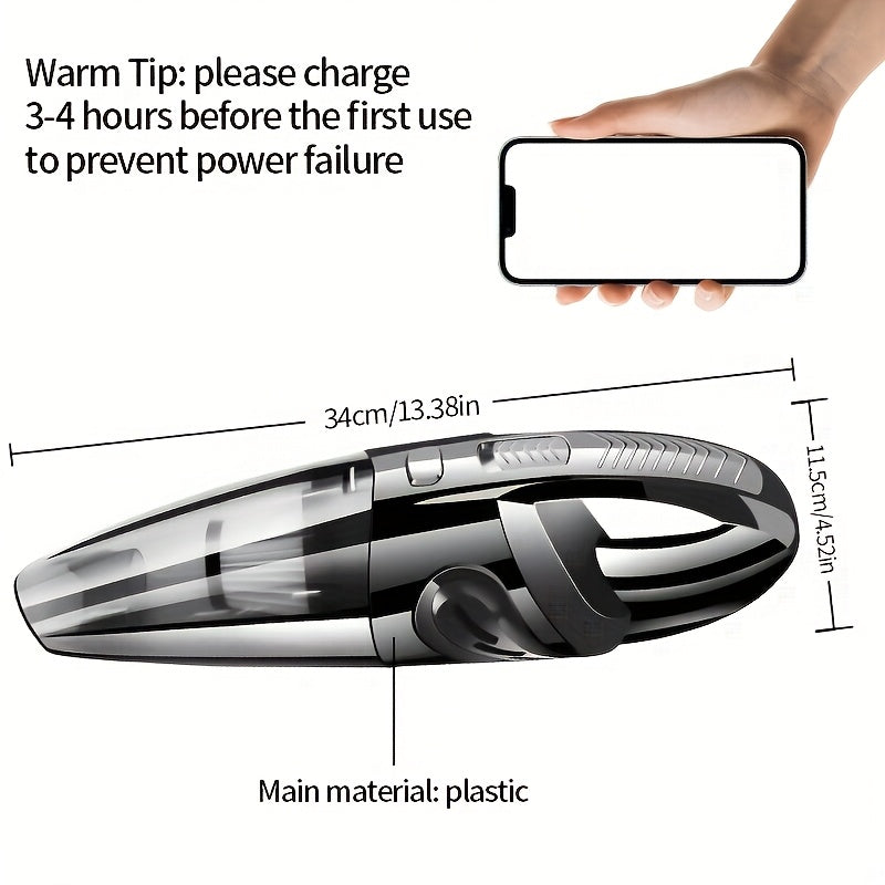 USB-Rechargeable Handheld Vacuum Cleaner in Black Upgraded Version, Listed Wireless Portable Design for Car Interiors, Home, Office and Crevice Cleanup
