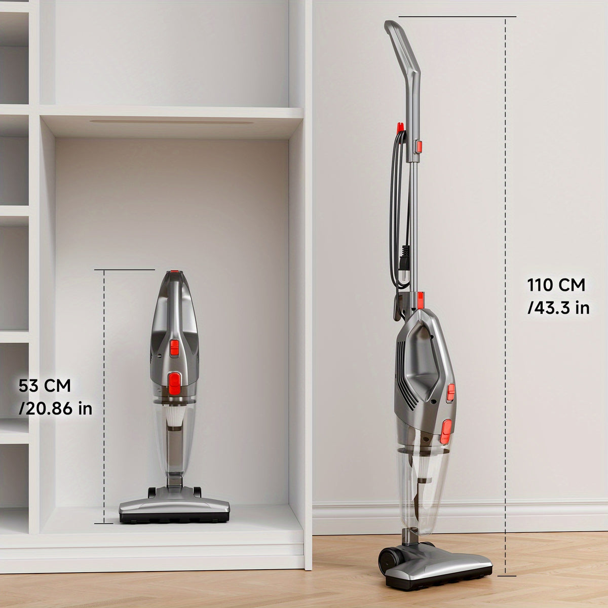 HEPA Stick Vacuum Cleaner for Home, Corded Design with Listed 22ft Cable and 18kPa Suction for Hardwood Floors and Pet Hair, Three Color Options