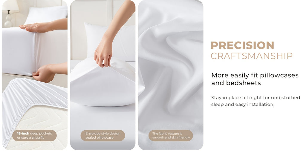 Flat and Fitted Sheet Set with Two Pillowcases, Four-Piece Bedding with Listed Extra Deep Pockets and Six Size Labels Including Twin XL for Home Bedrooms