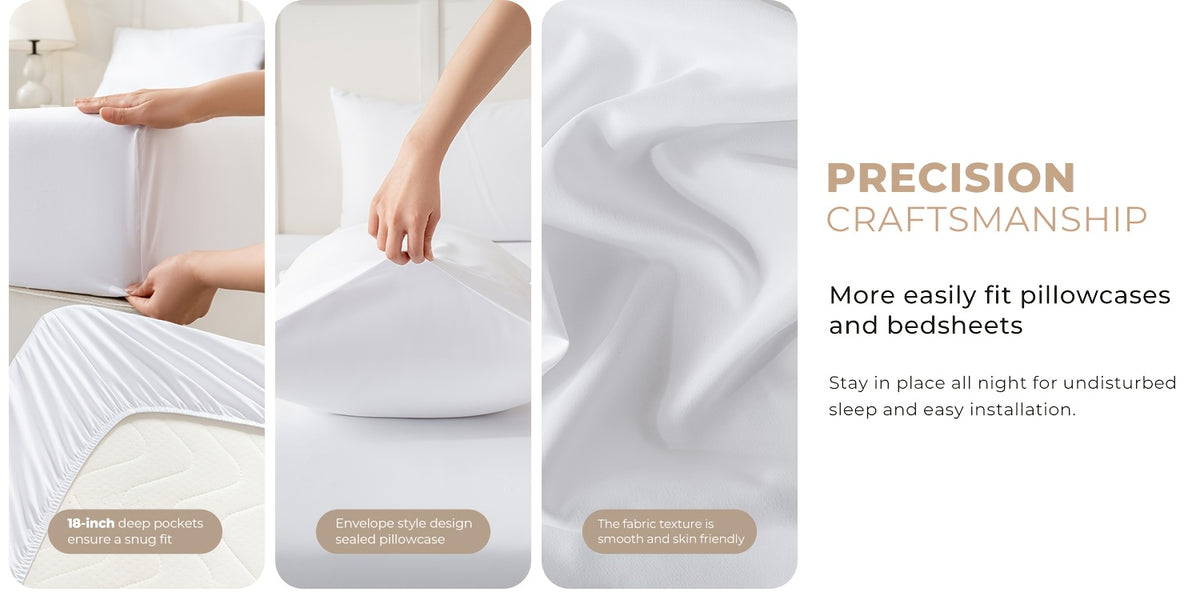 Flat and Fitted Sheet Set with Two Pillowcases, Four-Piece Bedding with Listed Extra Deep Pockets and Six Size Labels Including Twin XL for Home Bedrooms